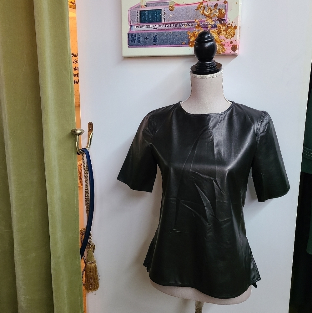NWT Vince 100% Genuine Lamb Leather Shirt